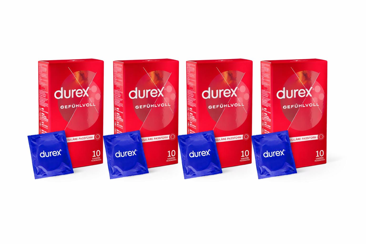 Durex Gefühlvoll Condoms 10pcs, Extra Moist, 56mm - Menge: 4