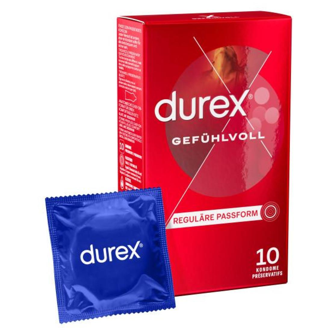 Durex Gefühlvoll Condoms 10pcs, Extra Moist, 56mm - Menge: 4